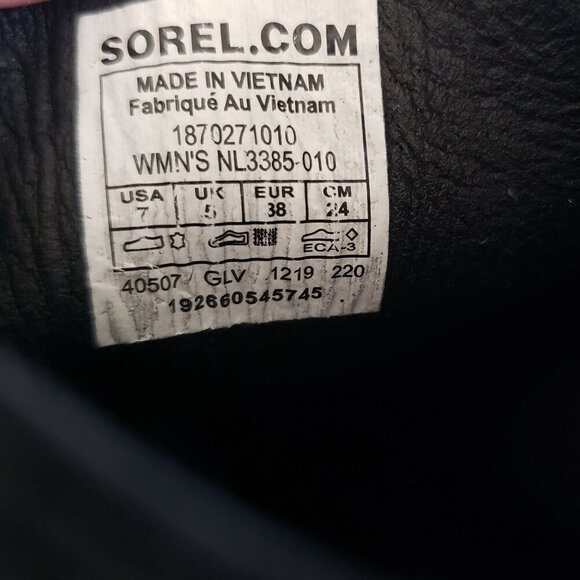 Sorel Cate Waterproof Leather Lace-Up Block Heel Ankle Boots Black 7 Biker Moto - Picture 9 of 12